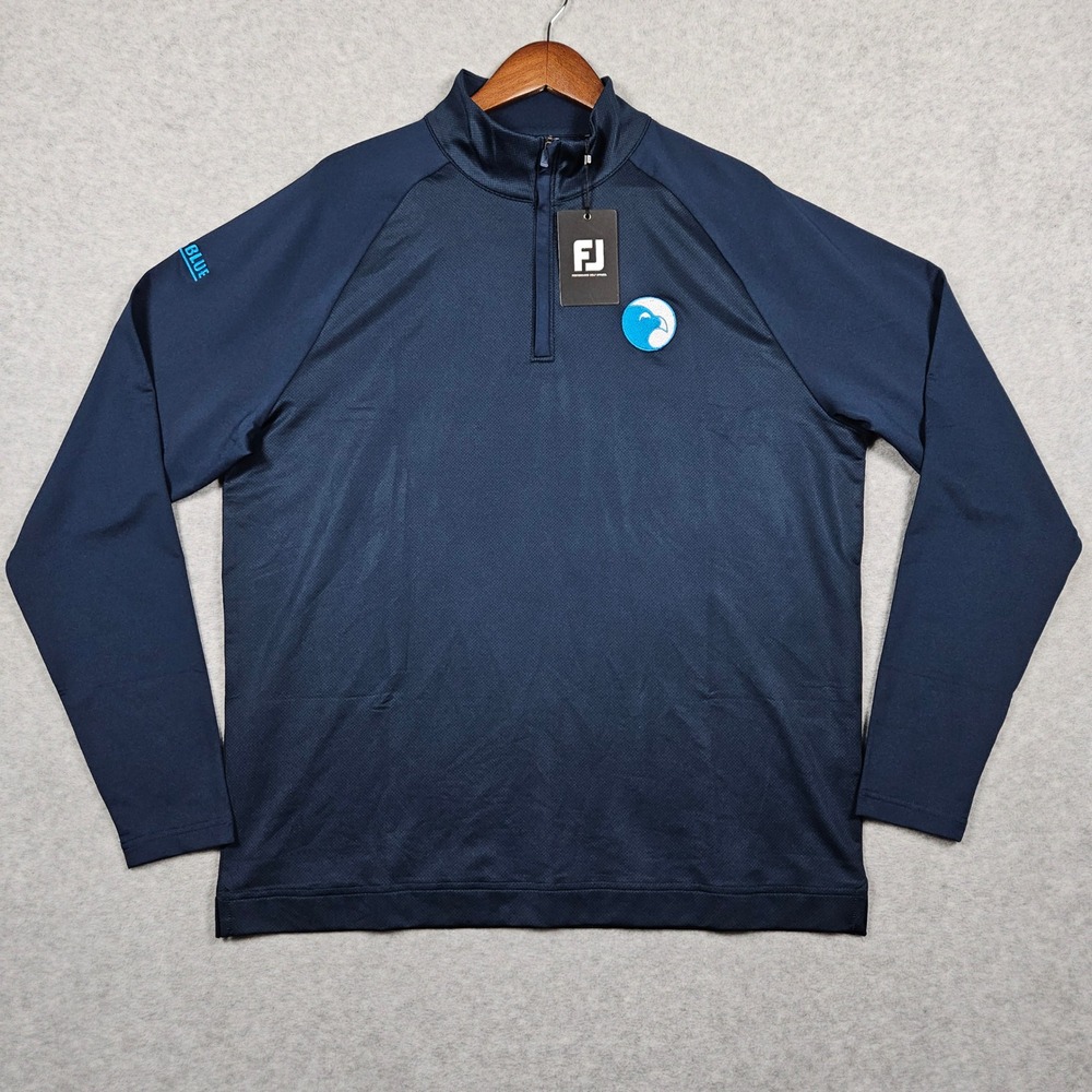 FootJoy (Men's Large) Navy Blue Pullover Tonal Dot Block Midlayer Golf 1/4 Zip